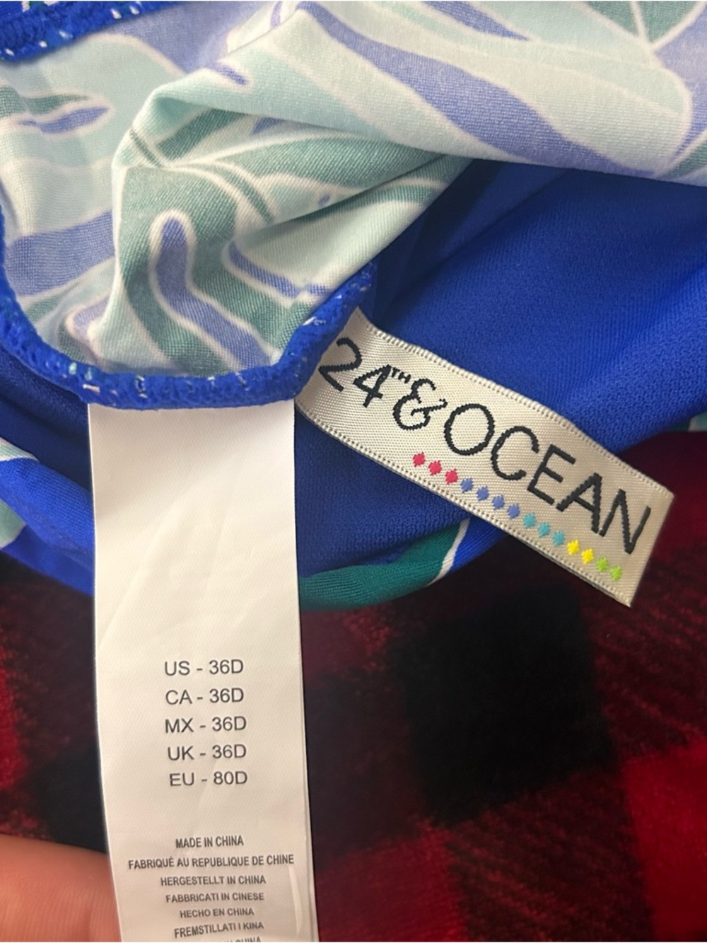 24th & OCEAN Women Bra Cup Underwire Tankini Swimsuit Top Sapphire,Cup 36D (M) - Picture 6 of 7